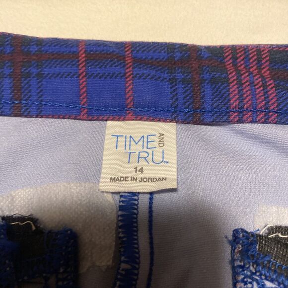 Womens Time and Tru Ponte Capri Pants Blue Plaid Size 14 ( No Pockets ) 34x24 - Picture 6 of 16